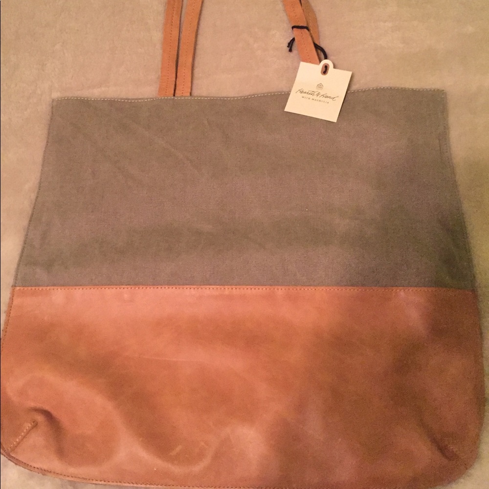 Hearth and Hand leather and canvas tote.